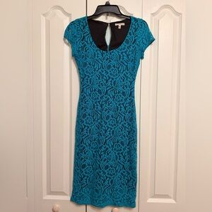 Eva Mendes for New York & Company Teal Lace Midi Dress